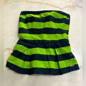 Hollister Navy And Green Strapless Peplum Juniors Top Size Medium New With Tags